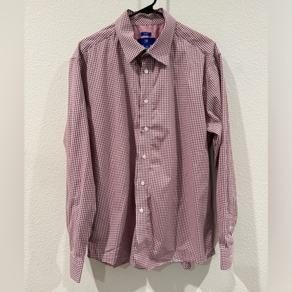 Egara Plaid Red White Black Plaid Button Front Collared Dress Shirt Size XL - Picture 1 of 15